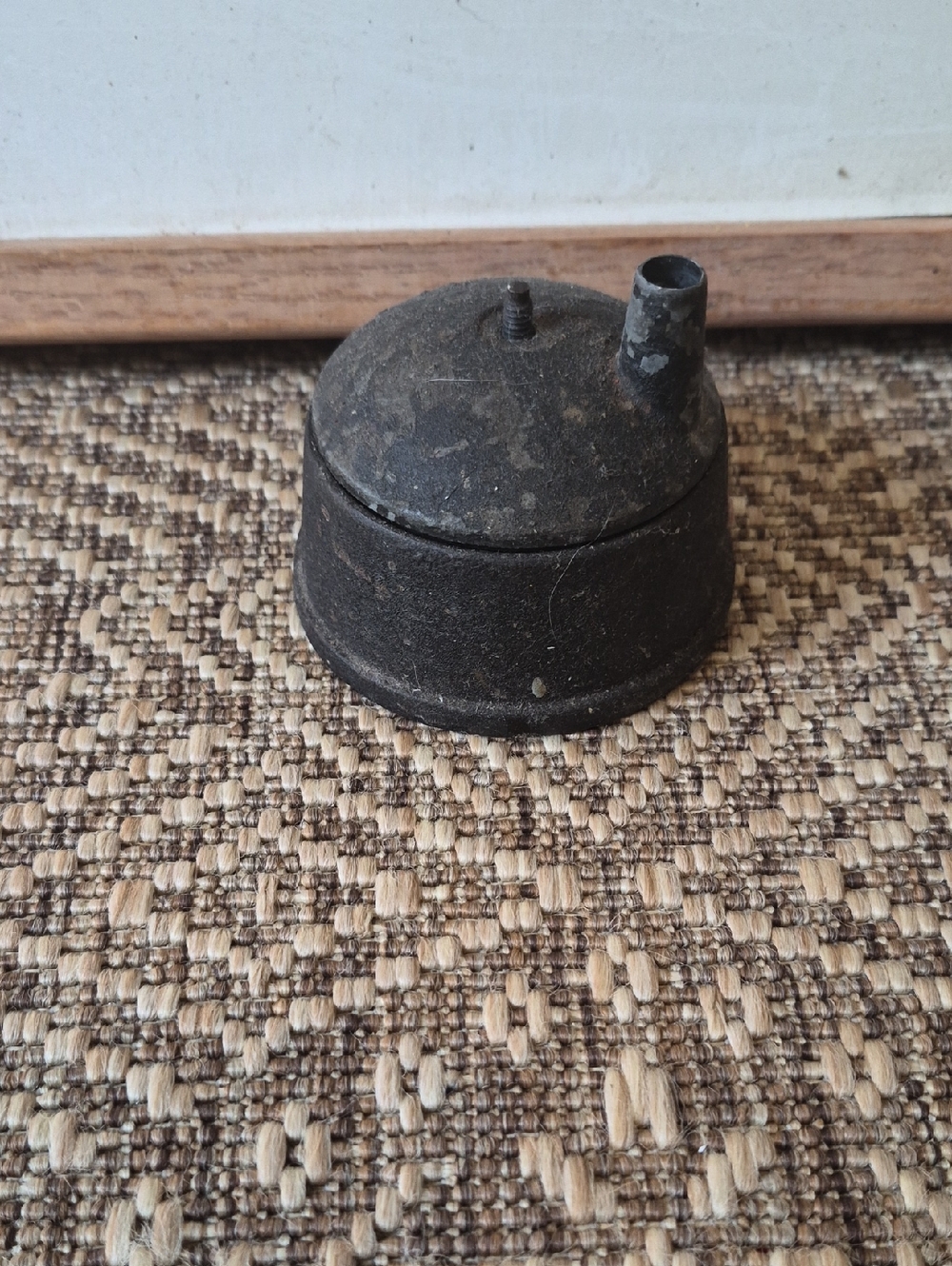 Vintage Round Ink Well For Artist- Dark Brown/Black Cast Iron